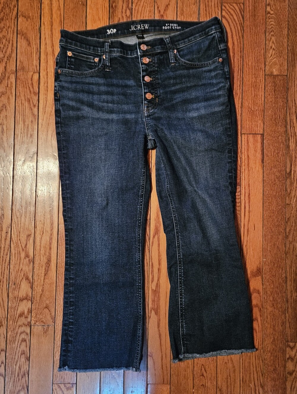 J. Crew Dark Wash Cropped Button-Fly Jeans
